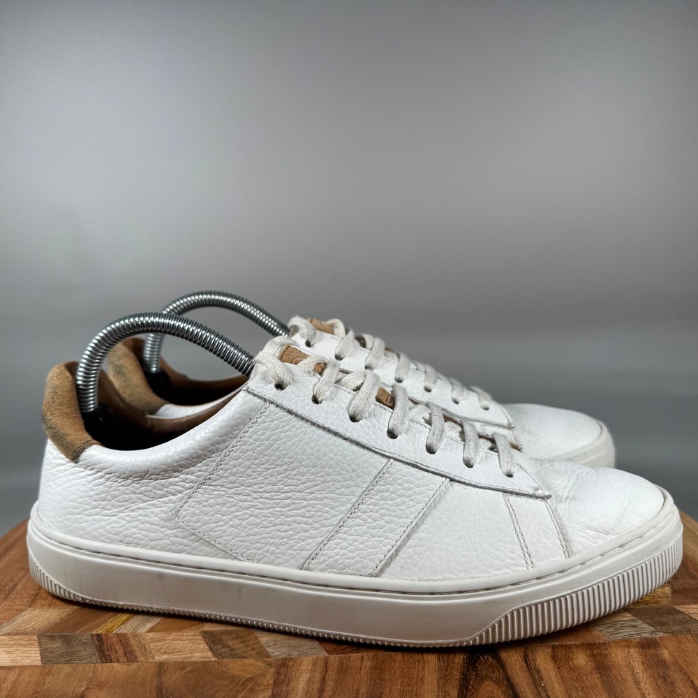 Peter Millar Vantage Pebbled White Leather Lace Up Sneakers Womens Size 9.5 M